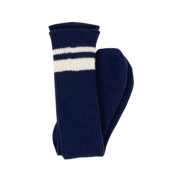 NEW UNRAVEL PROJECT Blue Ribbed White Striped Socks Size SM $180 - Picture 3 of 4
